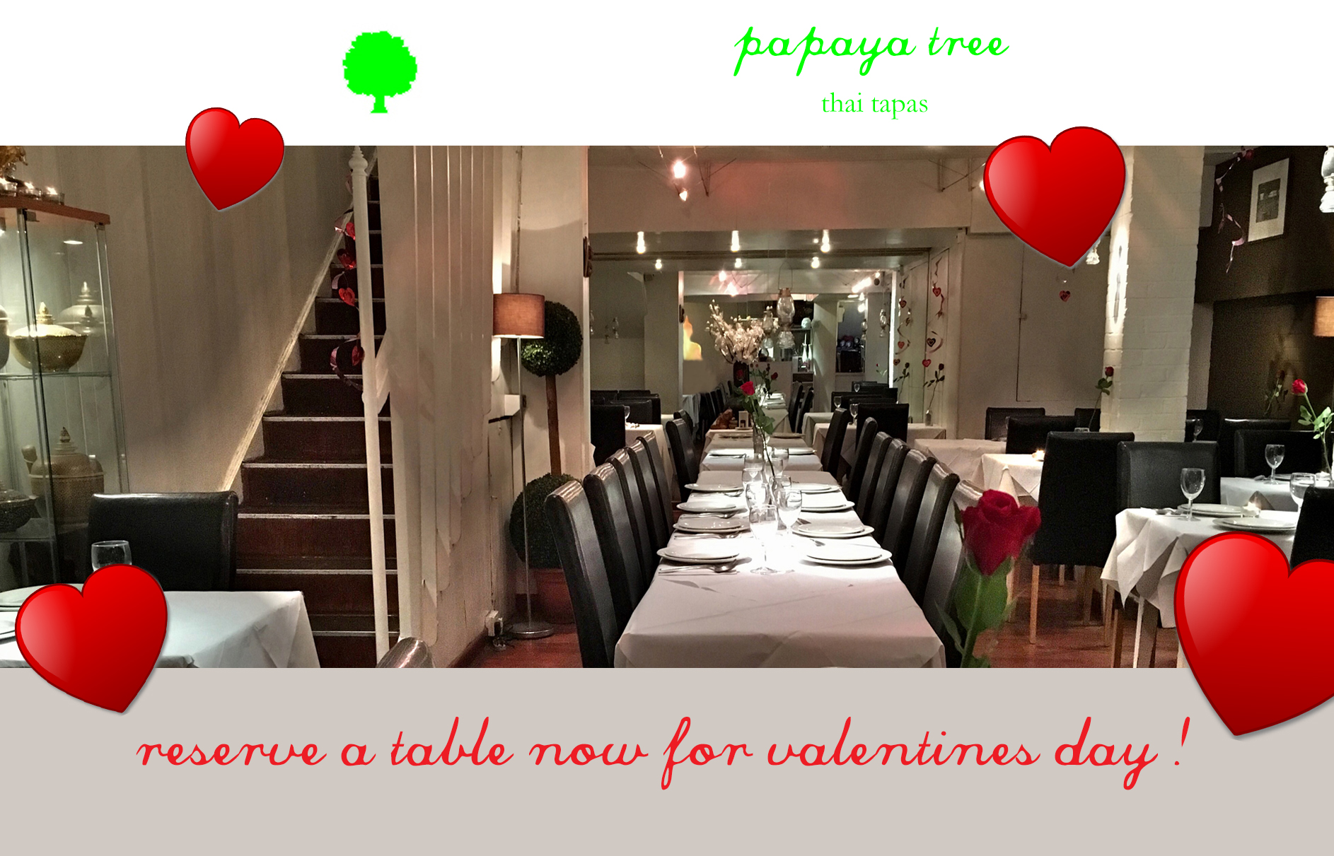 location, papaya tree, modern, contemporary, romantic thai restaurant